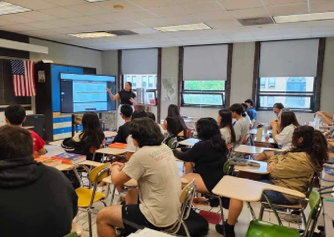 Students attending a GCYN workshop in a classroom